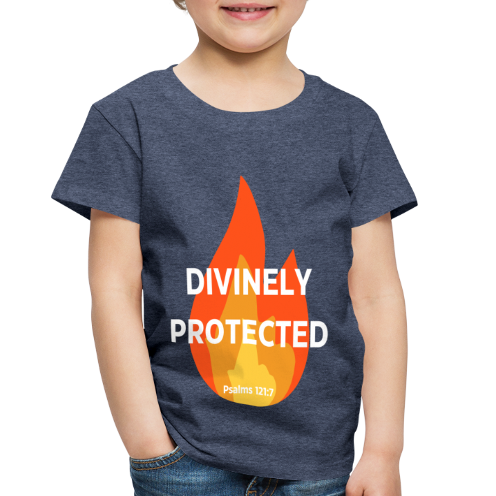 Divinely Protected - White Letters - Toddler - heather blue