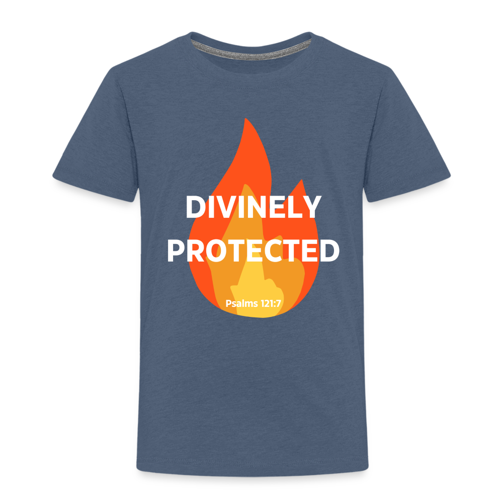 Divinely Protected - White Letters - Toddler - heather blue