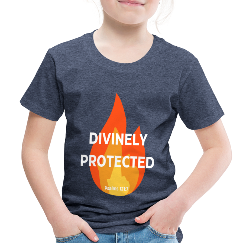 Divinely Protected - White Letters - Toddler - heather blue