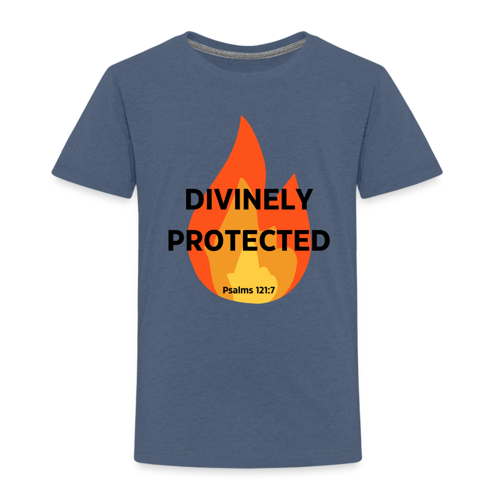 Divinely Protected - Black Letters - Toddler - heather blue