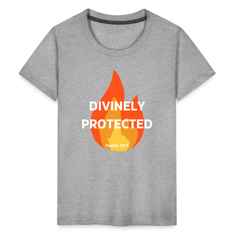 Divinely Protected - White Letters - Kids' - heather gray