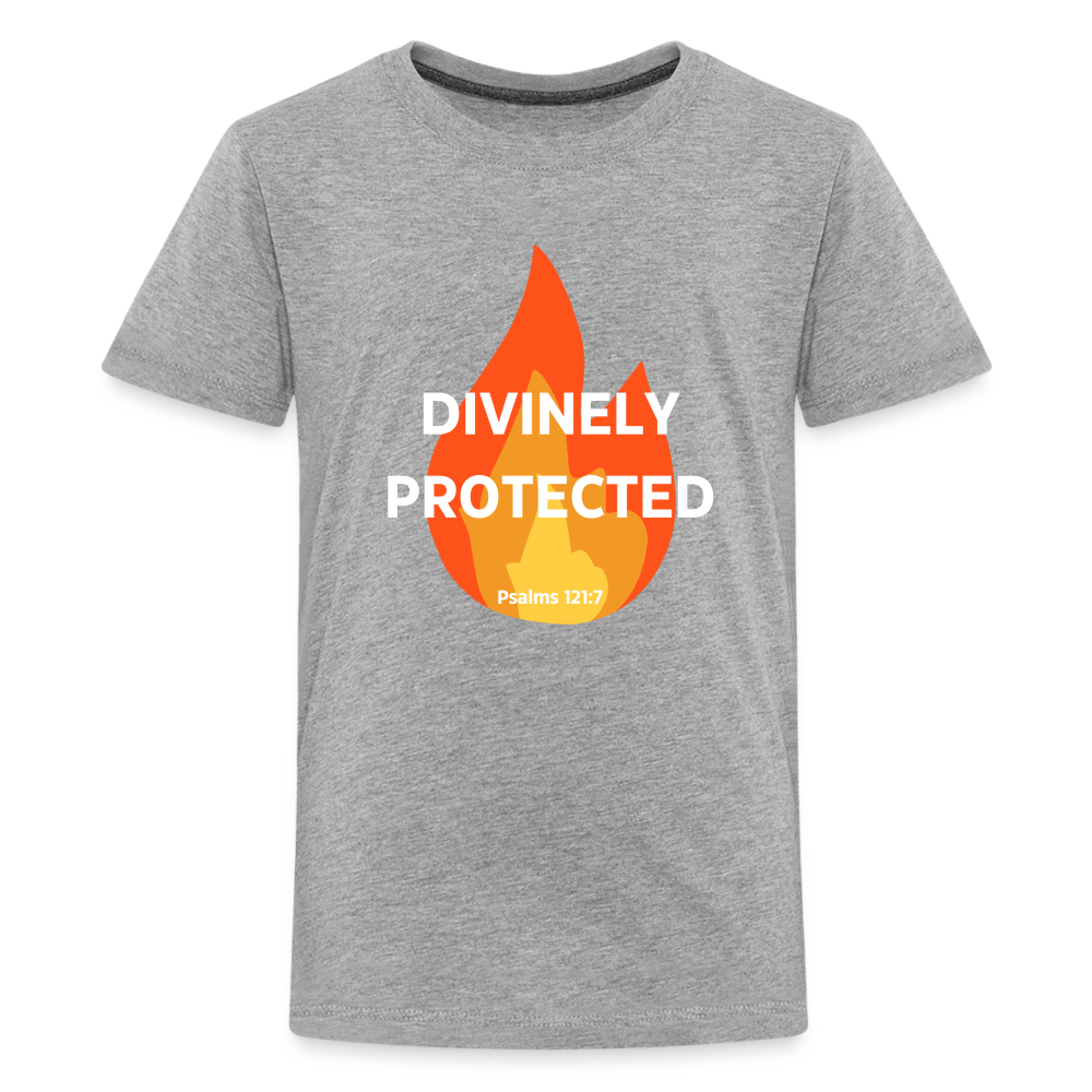 Divinely Protected - White Letters - Kids' - heather gray