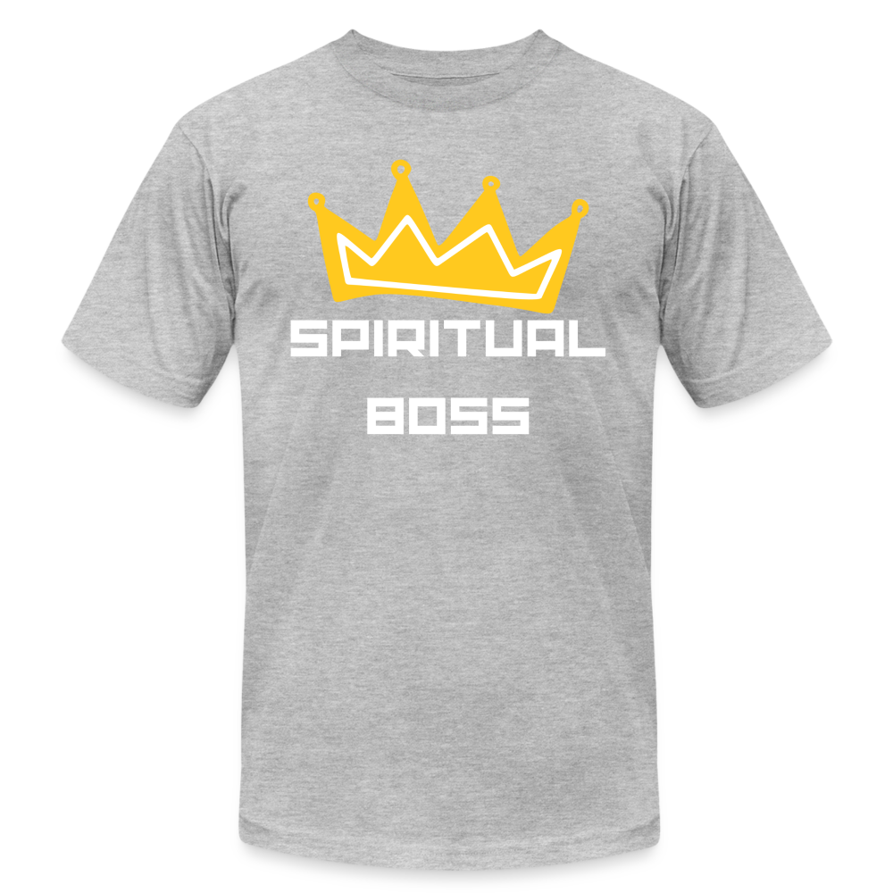 Spiritual Boss - White Letters - heather gray