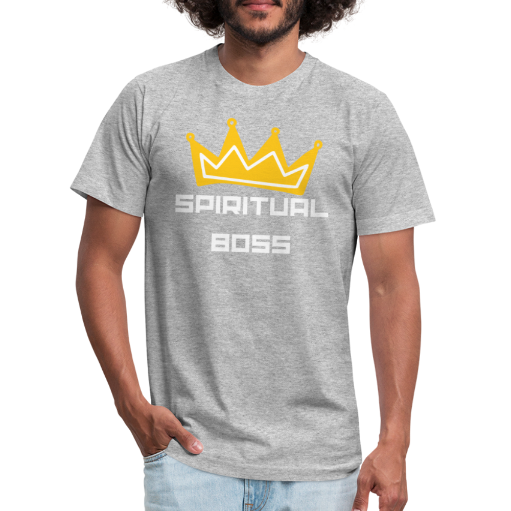 Spiritual Boss - White Letters - heather gray