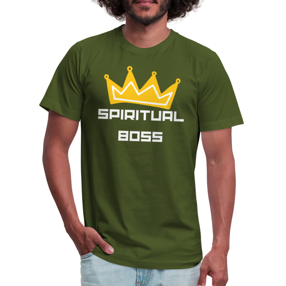 Spiritual Boss - White Letters - olive