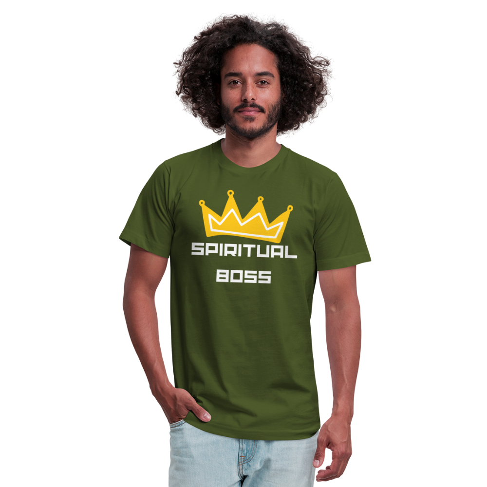 Spiritual Boss - White Letters - olive