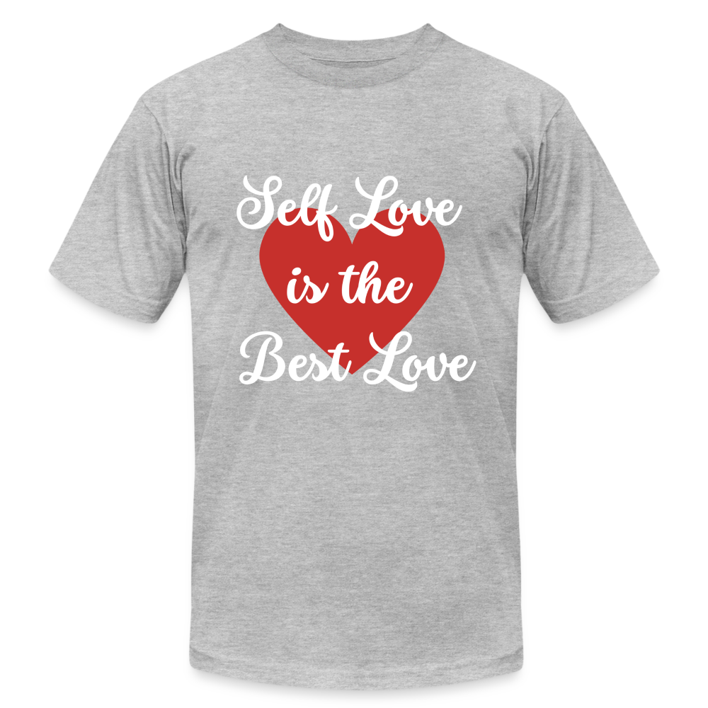 Self Love is the Best Love - White Letters - heather gray