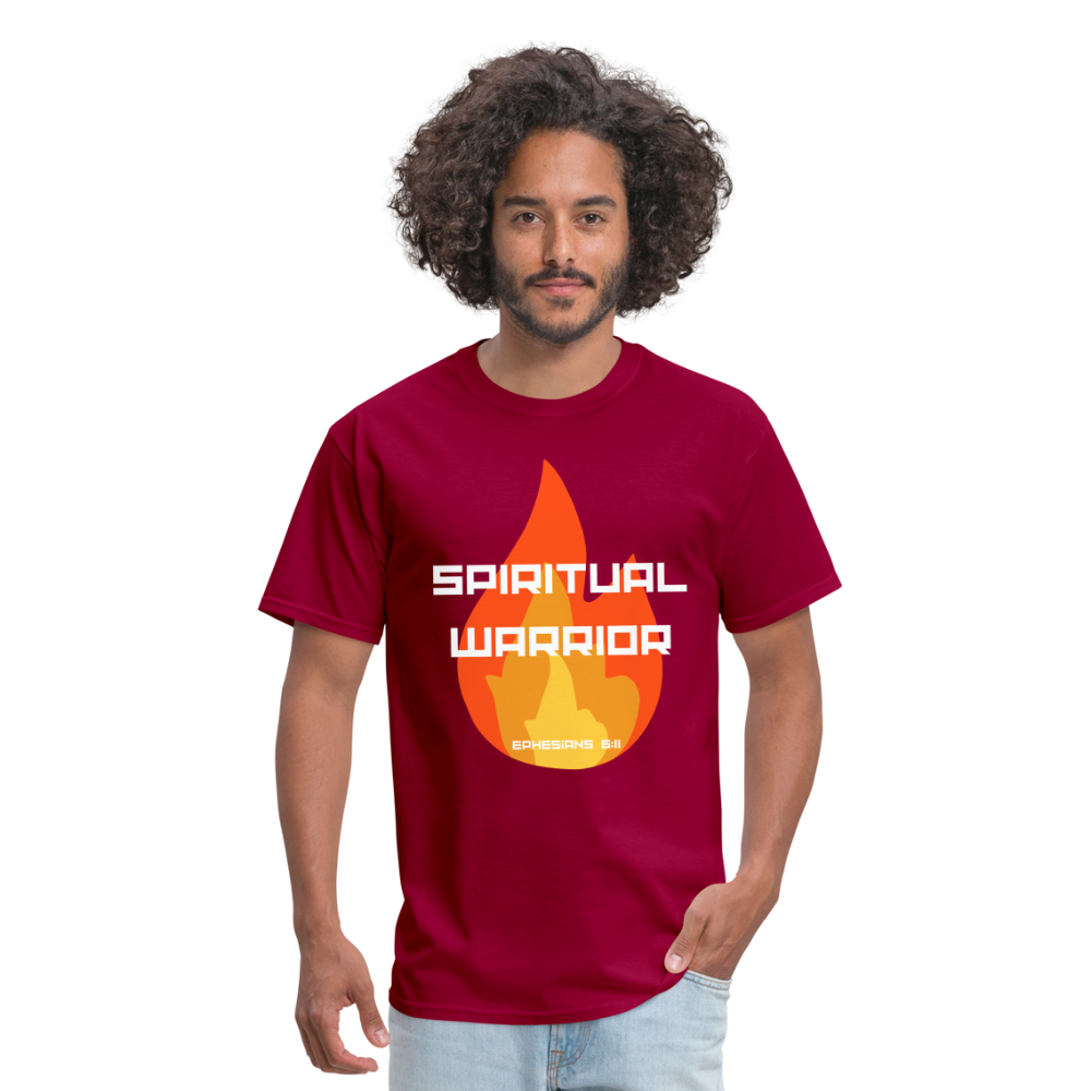 Spiritual Warrior - White Letters - dark red