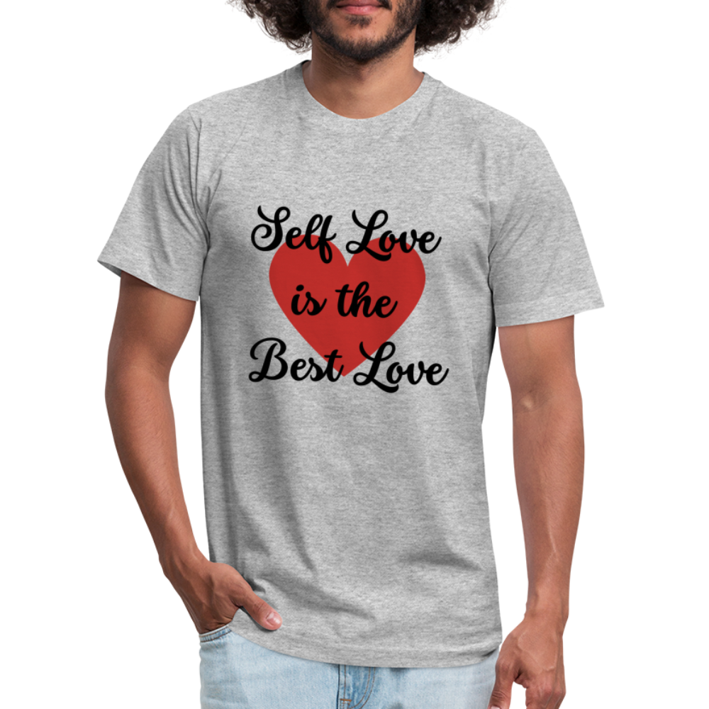 Self Love is the Best Love - Black Letters - heather gray