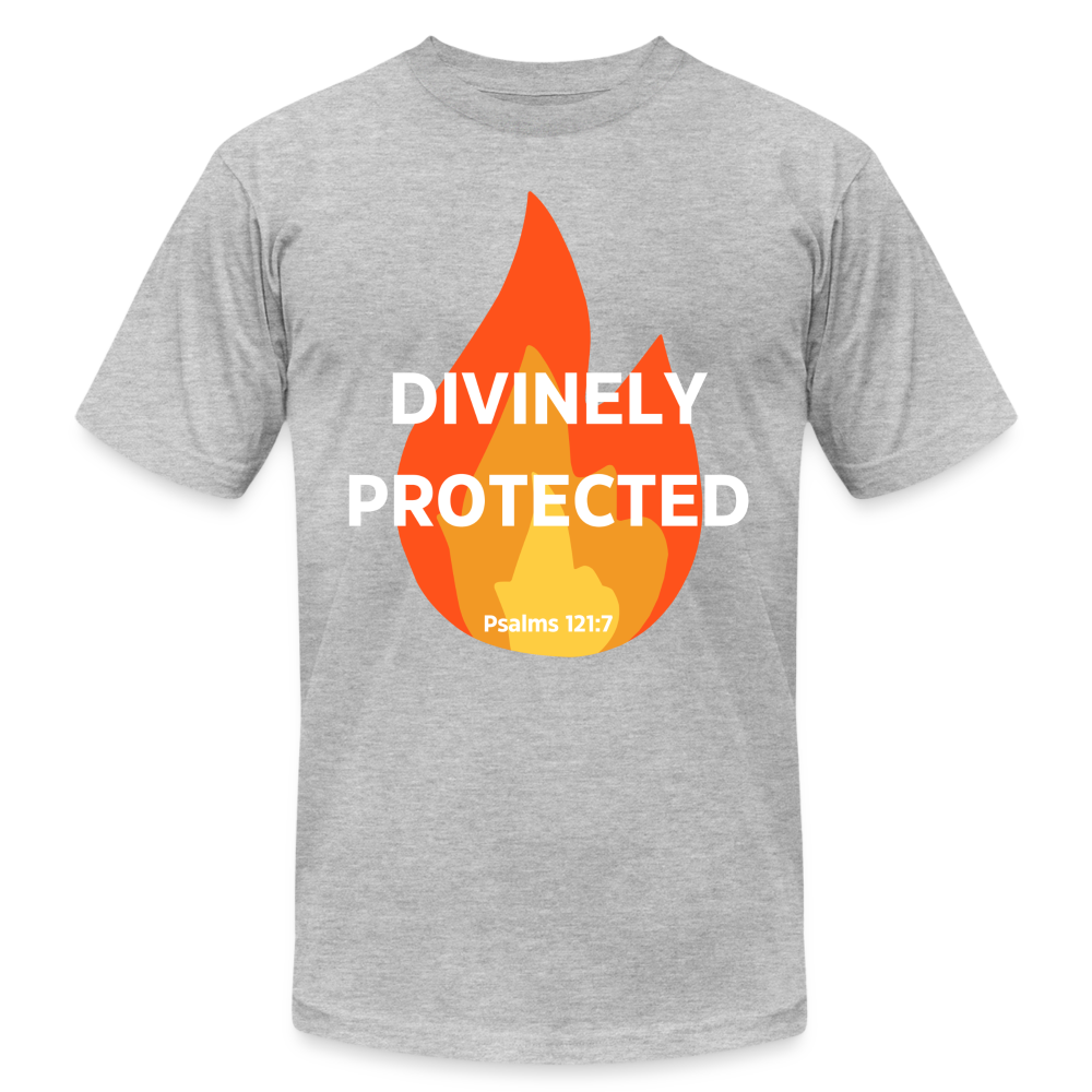 Divinely Protected - White Letters - heather gray