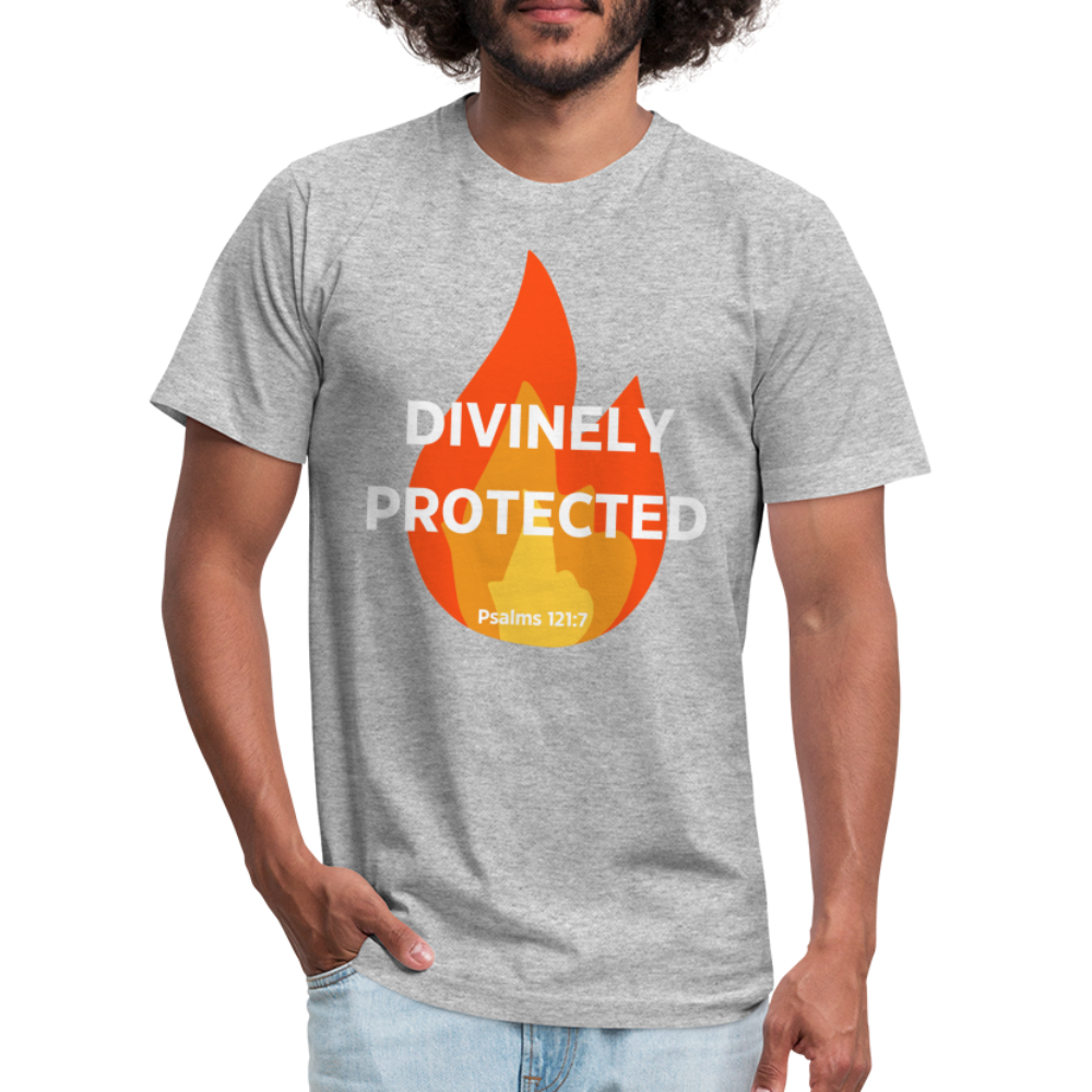 Divinely Protected - White Letters - heather gray