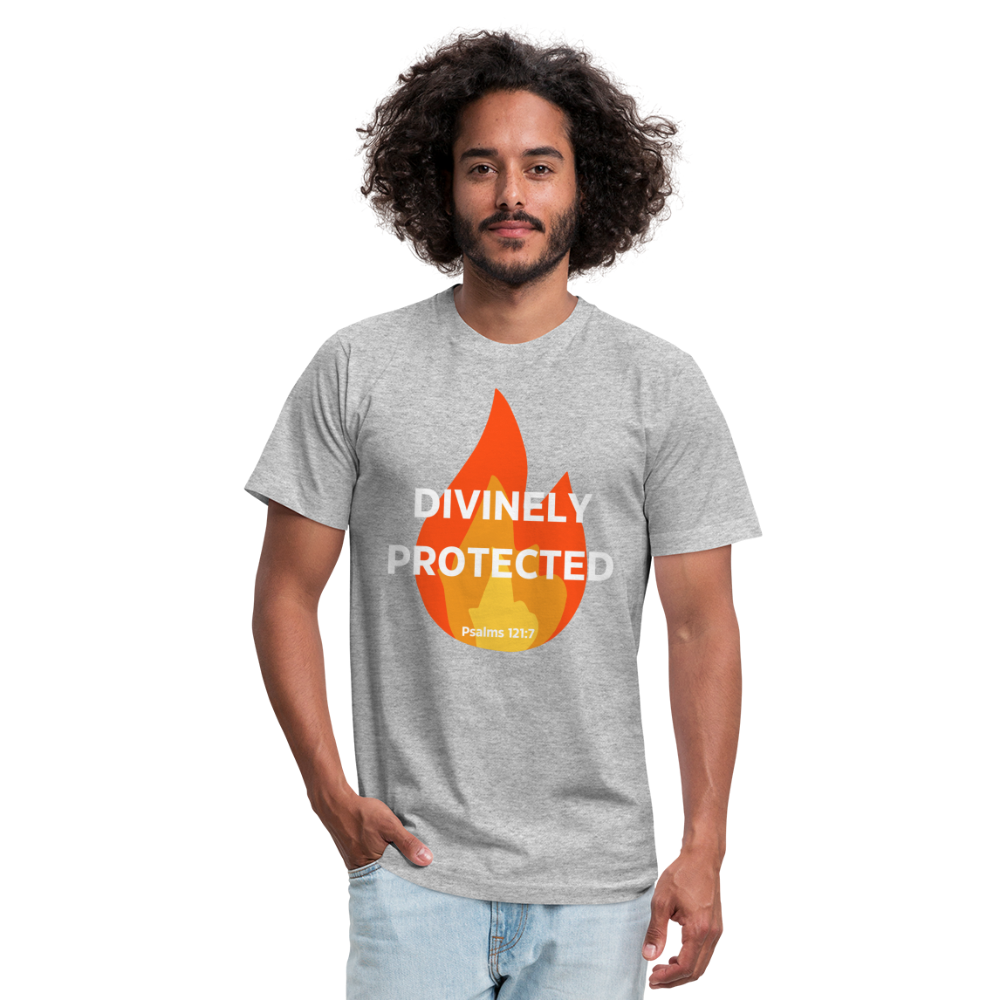 Divinely Protected - White Letters - heather gray