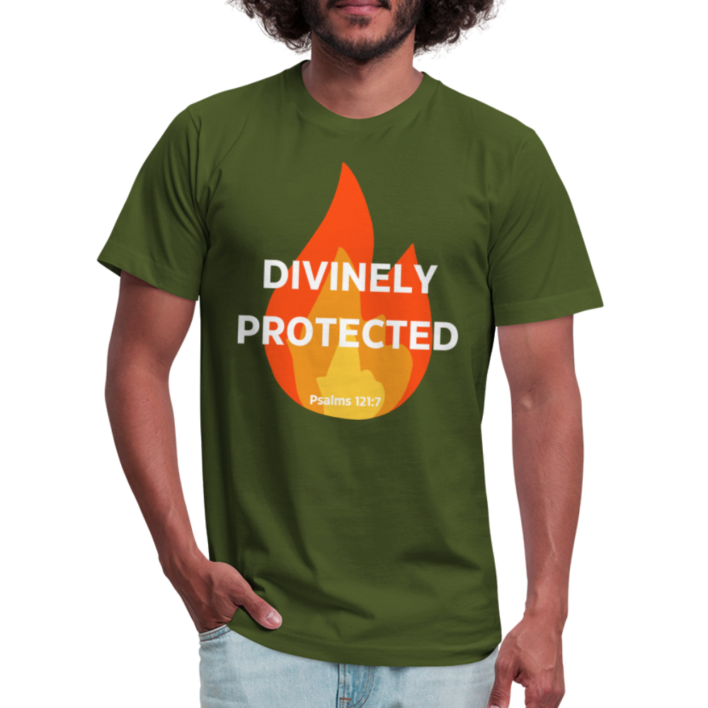 Divinely Protected - White Letters - olive