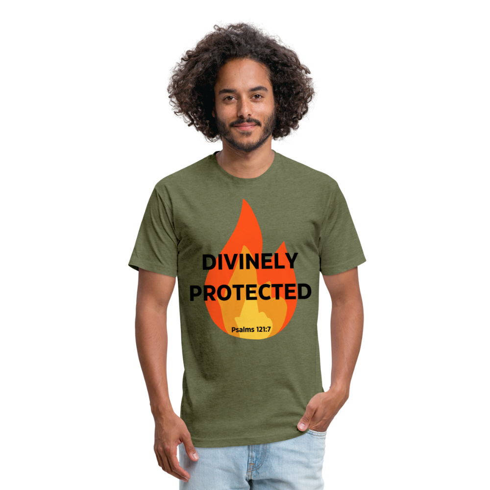 Divinely Protected - Black Letters - heather military green