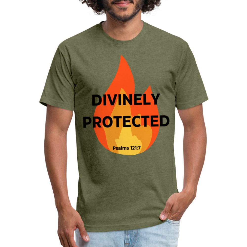 Divinely Protected - Black Letters - heather military green