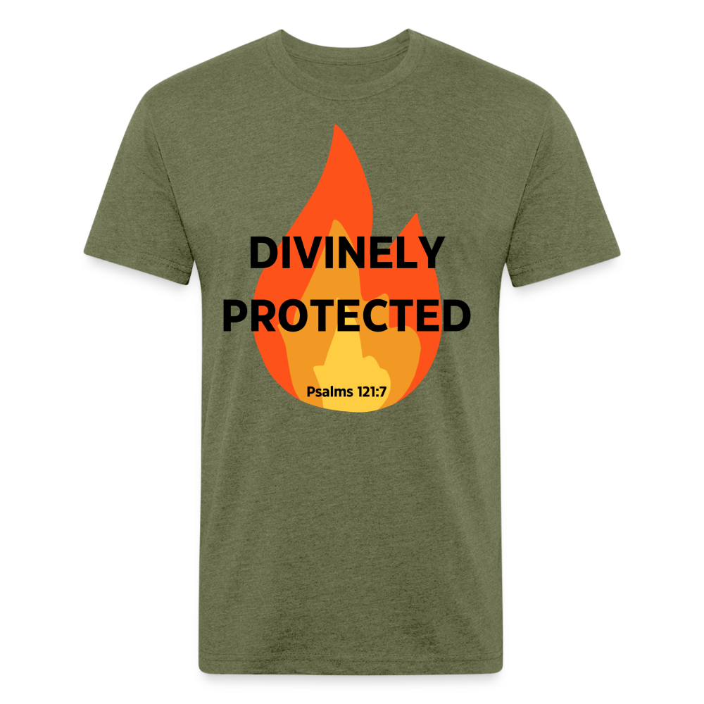 Divinely Protected - Black Letters - heather military green